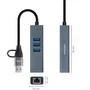 Nanocable Conversor USB-C y USB-A a Ethernet RJ45 y 3xUSB-A 3.0 Gris 15cm